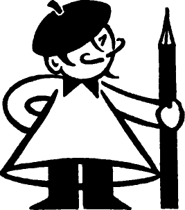 Illustration of an artist with an oversized pencil Illustration of an artist with an oversized pencil